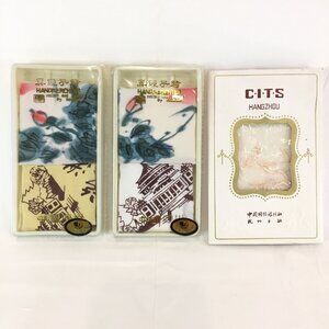5 Vintage Silk & Embroidered Handkerchief  Hanky New In Package Travel Souvenir